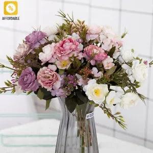 Silk Peony Rose Artificial Wedding Flowers Bouquet Decoration Party Diy Vintage