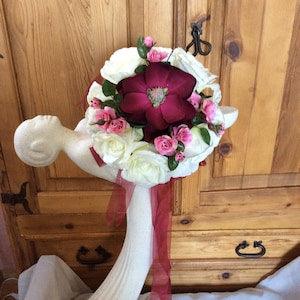 Wedding Flowers, Bridal Bouquet, Pink Roses Round Wedding Bouquet,  Artificial Wedding Bouquets, Boho Wedding Bouquet