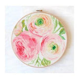 Floral cross stitch pattern modern, Cross stitch flowers, beautiful ranunculus modern cross stitch romantic floral decor #768