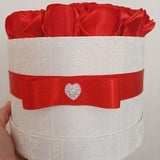Wedding Silk Ribbon Roses. Flower Hat Box. Satin Red Roses.  Eternity Rose. Bouquets Roses. Valentine gifts. Wedding gifts. Birthday.