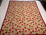 Vintage Handmade Quilted Wall Deco Table Topper Red & Pink Carnations 41??? x 51???