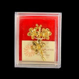 Gold-Plated Orchid | 1980's Vintage | 24 Carat | Gold Plated | Orchid Brooch | Deadstock Jewelry | New