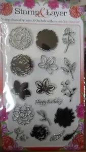 Stamp & Layer Peonies Orchids Paper Craft Inspirations Flowers Happy Birthday NS