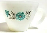 Fire King Oven Ware Milk Glass Cup #30 Bonnie Blue Carnation Flower USA VTG MCM