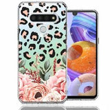 For LG K51 Classy Peach Peony Rose Flowers Leopard Case