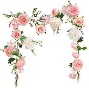 Blush Peony Flowers,  Rose Flower Vine, Light Pink Flower Garland, 6' Floral