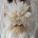 Everlasting Rose Wedding bouquet,Bridal bouquet,White wedding bouquet,Bridesmaids bouquet,White bridal bouquet,Dried Pampas Grass bouquet