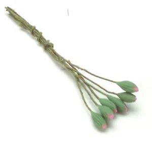 Dollhouse Miniature Pink Water Lily Bud Set of 6