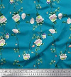 Soimoi Cotton Poplin Fabric Leaves & Peony Floral Fabric Prints-ckA