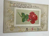 Fairly as Lily's Queenly...Antique Postcard 1913 Red Rose-John Winsch Unsigned