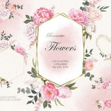 watercolor Gold Geometric peony frames clipart,rose bouquets,Wedding Clipart,peony Wreath,Floral Watercolor