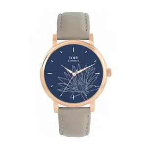 Toff London TLWS-89307 Ladies Grey Water Lilies Flower Watch