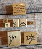STAMPIN Up! A WISH FOR YOU Set of 8 Wood Mounted Stamps Daffodil Lily Butterfly