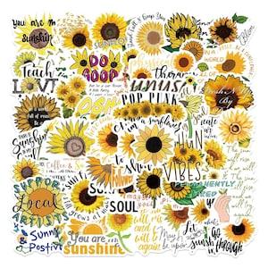 50 pcs Sunflower Sticker Pack Waterproof Floral Sticker for Water Bottle Laptop Guitar Skateboard Car Bike Motorcycle Suitcase Luggage