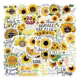 50 pcs Sunflower Sticker Pack Waterproof Floral Sticker for Water Bottle Laptop Guitar Skateboard Car Bike Motorcycle Suitcase Luggage