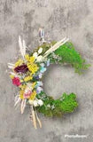 Crescent Moon Goddess Real Dried Flower Real Moss Wreath w/Crystals Handmade New