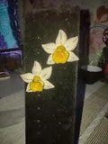 White and yellow lily earrings
