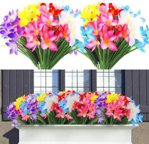 12 Pcs Artificial Flowers for Outdoor, Faux Plastic Fabric Fake Flowers Lily