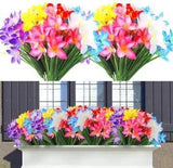 12 Pcs Artificial Flowers for Outdoor, Faux Plastic Fabric Fake Flowers Lily