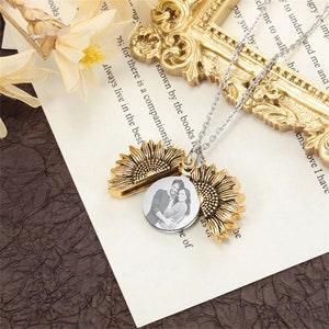 Sunflower Necklace,You are My Sunshine Necklace,Custom Photo Necklace,Name Necklace,Personalized Name Necklace Gifts,Engraved Necklace