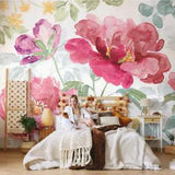 American Pastoral Peony Flower Art Wallpapers Room 3D Mural Wall Paper House