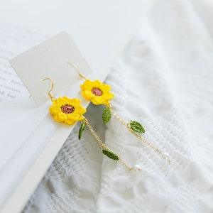 Sunflower Earring, Sunflower?? Crochet Sunflower Earrings