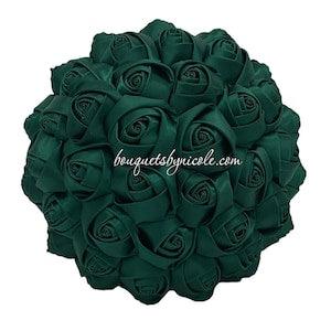 Made to order Emerald Green l Satin Roses l No Brooch Bouquet l Bridal l Bridesmaids l Wedding Flowers l Boutonni¡§¡§re l Corsages