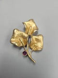 Vintage Gold Toned Brooch Pin Lilies Lily Flower Purple Amethyst New