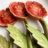 Wooden wall rose, Bouquet Wooden, Painted Wood Rose, Hand Carved Rose, Wood roses wall art, Wood flower stems