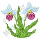 Showy Lady's Slipper - Machine Embroidery Design, Lady's Slipper Embroidery Pattern, Orchid Flower Embroidery, Floral Embroidery Design