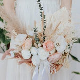 Pampas grass bouquet / boho bridal dried eucalyptus bouquet / peony bouquet anemone flowers