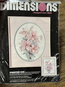 Dimensions Springtime Lilies CrossStitch Kit #3090 Mock 1988 New Never Opened