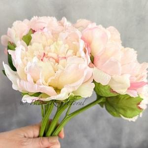 Light Pink Large Head Peony Stem | Realistic High-Quality Artificial Flower, Kitchen/Wedding/Home Decoration Gifts Decor Floral French