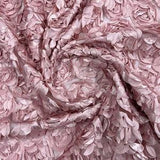 Dusty Rose Rosette Fabric 3D Floral Fabric By The Yard, Peony Bouquet Fabric on Mesh, 3D Rosette Satin Fabric Wedding Decor.