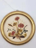 Vintage Reichlin Dried Flower Picture Made in Switzerland Handmade Round 4"