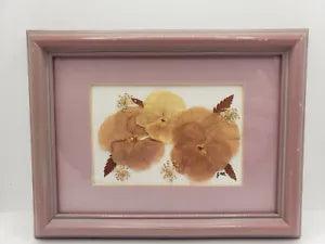 1991 Vintage Dried Flowers Pressed in Rectangular frame 8??? x 6??? Signed J.A.A.