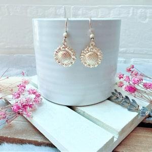 Gold Sunflower Earrings | Sunflower Dangle Earrings | Cute Sunflower Earrings| Cute Earrings | Dainty Earrings | Sunflower Jewelry