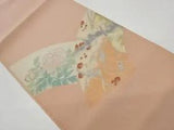 5631912: JAPANESE KIMONO / VINTAGE NAGOYA OBI / WOVEN PEONY & UME BLOSSOM