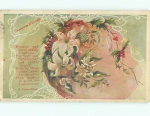 NEW LISTINGPre-Linen Language Of Flowers signed BEAUTIFUL LILY FLOWERS : clearance AC4158