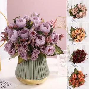1 Bouquet Artificial Silk Fake Large Peony Flowers Hydrangea Wedding Party Decor