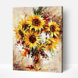Sunflower Burst Paint by Numbers | Sunflower Painting, Wall Decoration, Colorful Sunflower Decoration Painting