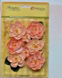 Ranunculus PEACH - 8 Fabric Flowers + 6 Leaves - 33-48mm Across Botanica Pet L2b