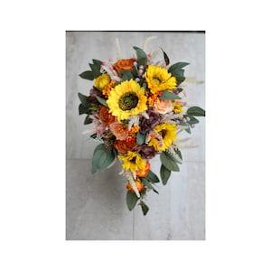 Sunflower Bouquet, Cascade Sunflower Bouquet Sienna Chocolate bouquet, Rustic Bouquet
