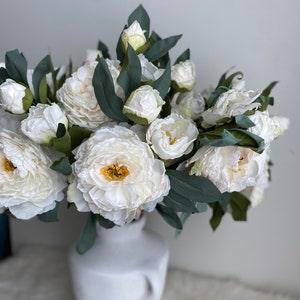 Dried Look Huge Peony with 2 Buds Stem - High Quality Artificial Flower / Centerpiece / DIY Floral / Wedding / Home Decoration / Gift /White