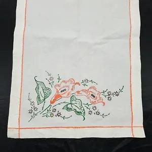 Vintage Hand Painted Calla Lily White Table Runner Floral Orange 42.5" ?? 14.5"