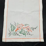 Vintage Hand Painted Calla Lily White Table Runner Floral Orange 42.5" ?? 14.5"
