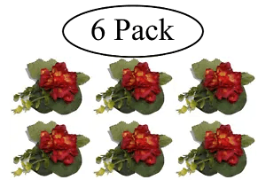 6 PC Wedding Package: Red Carnation Silk Boutonniere Flower for Men Best Man