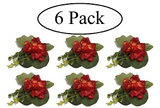6 PC Wedding Package: Red Carnation Silk Boutonniere Flower for Men Best Man