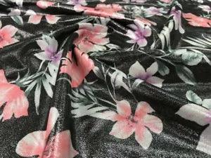 Spandex Fabric print 4 Way Stretch Lovely Pink Lilies By Yard for Swimwear