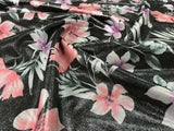 Spandex Fabric print 4 Way Stretch Lovely Pink Lilies By Yard for Swimwear